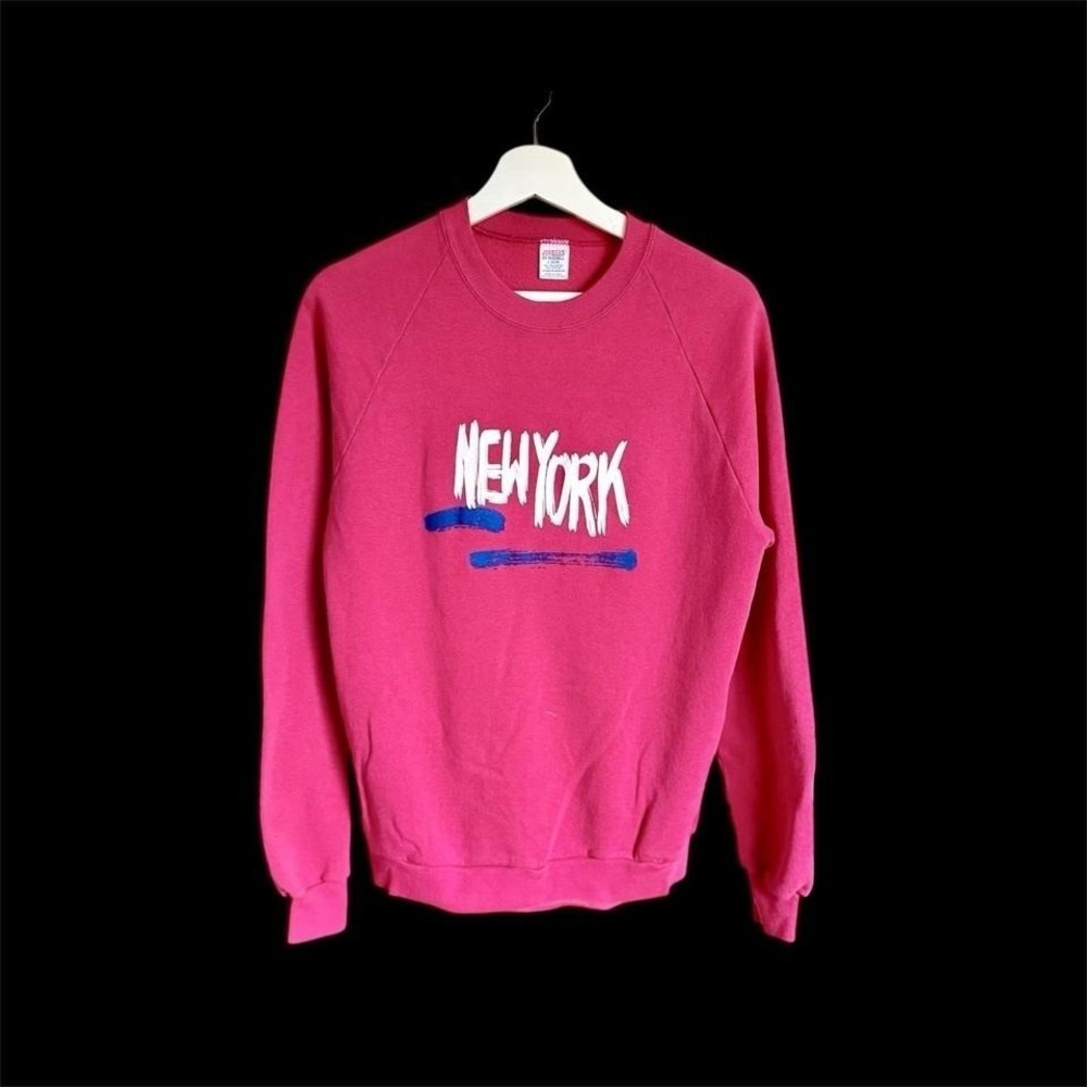 Vintage 70's City of New York Pink Women's Sweatshirt Sz Large I Love New York